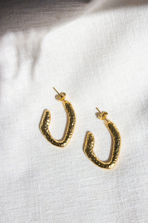 Pumistone Gold Earrings