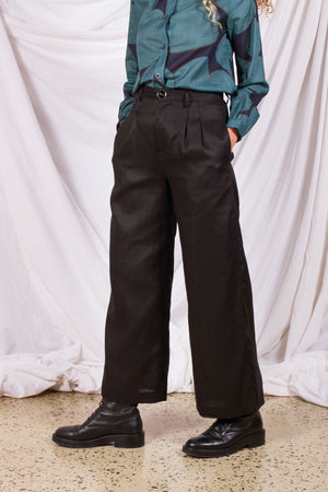 Classic Pants- Black Linen