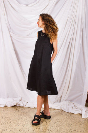 Eden Dress - Black linen