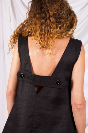 Eden Dress - Black linen