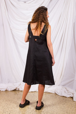 Eden Dress - Black linen