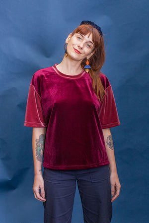 Velvet Two Tone Tee- Pink